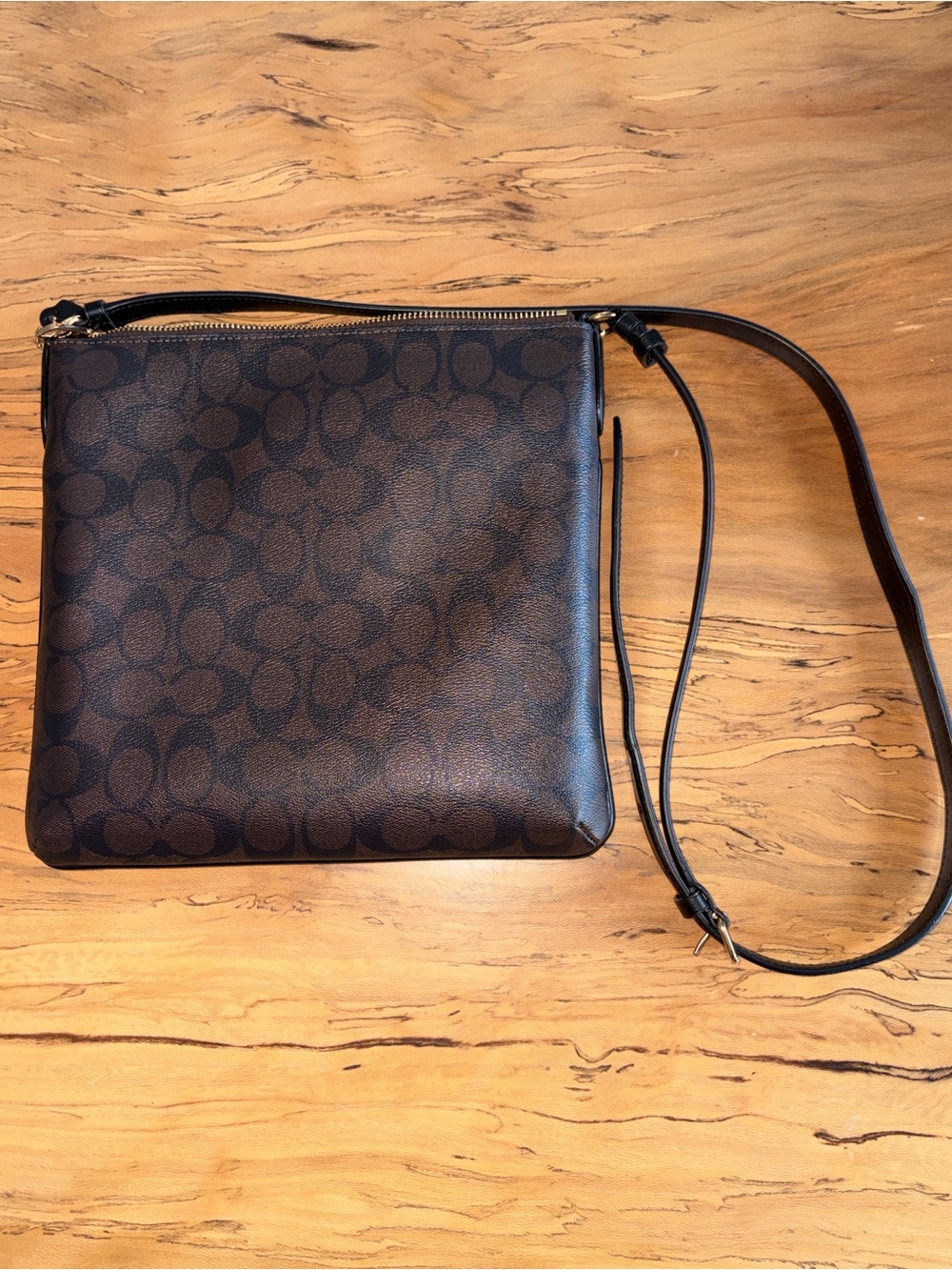 COACH Rowan File Bag in Signature Canvas Crossbody Bag in Brown/Black - Picture 2 of 3